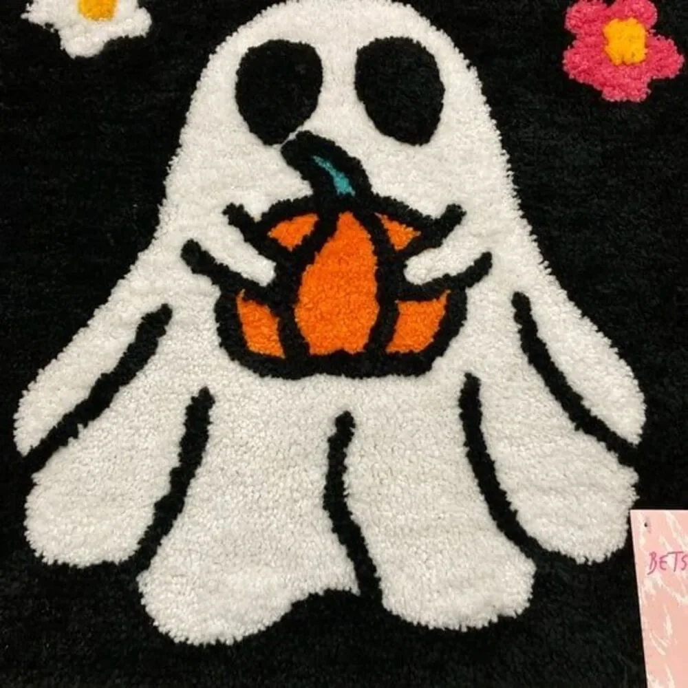 Hippie Ghost With Flowers Betsey Johnson Halloween Shower Bath Mat + Hand Towels